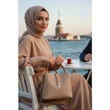 Just Polo Kadın Orijinal Ayarlanabilir Uzun Askılı Orta Boy El ve Omuz Çantası Shopper - Tek Ebat - Bej