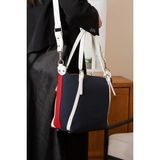 Just Polo Kadın Orijinal Just Polo Büyük Boy Lakost Kumaş Lüks El ve Omuz Çantası Shopper 27 x 32 cm - Lacivert - Kırmızı