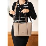 Just Polo Kadın Orijinal Just Polo Büyük Boy Lüks El ve Omuz Çantası Shopper 27 x 33 cm - Kum Kahverengi