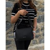 Just Polo Kadın Orijinal Just Polo Yumuşak Deri Şal Detaylı Ayarlanabilir Askılı El ve Omuz Çantası Shopper - Siyah