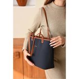 Just Polo Kadın Orijinal Yeni Sezon Büyük Boy Lüks El Çantası Shopper Ebat : 25 x 30 cm - Tek Ebat - Lacivert - Taba