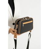 Just Polo Kadın Orijinal Yeni Sezon Lakos Kumaş Lüks Omuz Çantası Shoulder Bag 16 x 26 cm - Tek Ebat - Siyah - Camel