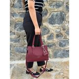 Just Polo Kadın Orijinal Yumuşak Deri Ayarlanabilir Askılı Lüks El & Omuz Çantası Shoulder Bag - Tek Ebat - Bordo