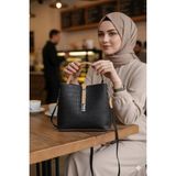 Just Polo Kadın Orta Boy 3 Bölmeli Ayarlanabilir Askılı Şık El & Omuz Çantası Shoulder Bag Ebat : 22 x 20 cm - Siyah - Camel