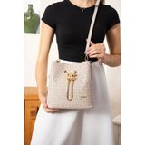 Just Polo Kadın Orta Boy Ayarlanabilir Askılı El ve Omuz Çantası Ebat: 22 x 23 cm Shopper - Taş