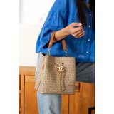 Just Polo Kadın Orta Boy Ayarlanabilir Askılı El ve Omuz Çantası Ebat: 22 x 23 cm Shopper - Vizon Taba