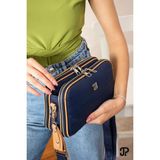 Just Polo Kadın Orta Boy Ayarlanabilir Kabartma Desenli Modern Tasarım Çapraz ve Omuz Çantası P344023PC - Tek Ebat - Lacivert