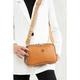 Just Polo Kadın Orta Boy Ayarlanabilir Kabartma Desenli Modern Tasarım Çapraz ve Omuz Çantası P344023PC - Tek Ebat - Taba