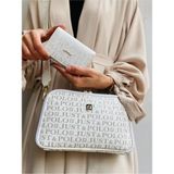 Just Polo Kadın Orta Boy Baskılı Şık Omuz Çantası ve Cüzdanı Kombin Shopper K232053MH - Beyaz