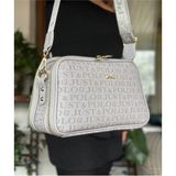 Just Polo Kadın Orta Boy Baskılı Şık Omuz Çantası ve Cüzdanı Kombin Shopper K232053MH - Gri