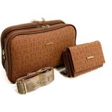 Just Polo Kadın Orta Boy Baskılı Şık Omuz Çantası ve Cüzdanı Kombin Shopper K232053MH - Taba