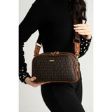 Just Polo Kadın Orta Boy Baskılı Şık Omuz Çantası ve Cüzdanı Kombin Shopper K232053MH - Tek Ebat - Kahverengi - Taba