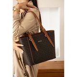 Just Polo Kadın Orta Boy Kabartma Desenli Shopper Şık El & Omuz Çantası Shoulder Bag - Tek Ebat - Bej