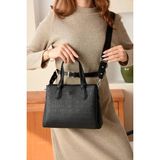 Just Polo Kadın Orta Boy Kabartma Desenli Shopper Şık El & Omuz Çantası Shoulder Bag - Tek Ebat - Siyah