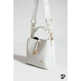 Just Polo Kadın Orta Boy Su Geçirmez Suni Deri Baskılı El ve Omuz Çantası Shopper 342055PC - Tek Ebat - Beyaz