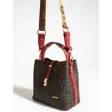 Just Polo Kadın Orta Boy Su Geçirmez Suni Deri Baskılı El ve Omuz Çantası Shopper 342055PC - Tek Ebat - Kahverengi - Kırmızı