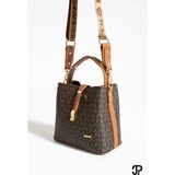 Just Polo Kadın Orta Boy Su Geçirmez Suni Deri Baskılı El ve Omuz Çantası Shopper 342055PC - Tek Ebat - Kahverengi - Taba