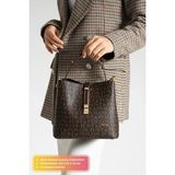 Just Polo Kadın Orta Boy Su Geçirmez Suni Deri Baskılı El ve Omuz Çantası Shopper 342055PC - Tek Ebat - Kahverengi