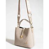 Just Polo Kadın Orta Boy Su Geçirmez Suni Deri Baskılı El ve Omuz Çantası Shopper 342055PC - Tek Ebat - Taş