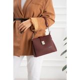 Just Polo Kadın Polo Kumaş Jp Gümüş Logolu Şık El ve Omuz Çantası Shoulder Bag Ebat: 23 x 18 cm - Bordo