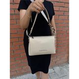 Just Polo Kadın Premium Şal Detaylı Yumuşak Deri Ayarlanabilir Askılı Çapraz El ve Omuz Çantası Ebat : 28 x 18 cm - Tek Ebat - Rugan Vizon