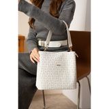 Just Polo Kadın Siyah Baskı Desenli El ve Omuz Çantası TYCET02117 - Beyaz