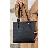 Just Polo Kadın Siyah Büyük Boy 4 Bölmeli Deri Omuz Çantası Tote Bag Şık ve Dayanıklı Tasarım