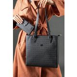 Just Polo Kadın Siyah Kara Büyük Boy 4 Bölmeli Günlük Kullanıma Uygun ToteBag Çanta Kombin