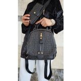 Just Polo Kadın Siyah Monogram Baskılı Sırt Ve Omuz Çantası Ve Cüzdan Kombini