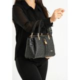 Just Polo Kadın Siyah Monogram El ve Omuz Çantası Yeni Sezon 2201MH - Tek Ebat
