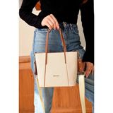 Just Polo Kadın Spor Model Ayarlanabilir Askılı Şık El ve Omuz Çantası Ebat : 24 x 20 cm Shopper - Krem - Camel