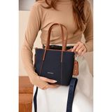 Just Polo Kadın Spor Model Ayarlanabilir Askılı Şık El ve Omuz Çantası Ebat : 24 x 20 cm Shopper - Lacivert - Taba