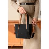 Just Polo Kadın Spor Model Ayarlanabilir Askılı Şık El ve Omuz Çantası Ebat : 24 x 20 cm Shopper - Tek Ebat - Siyah - Camel
