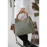 Just Polo Kadın Su Geçirmez Büyük Boy Lüks El ve Omuz Çantası Shopper Ebat: 26 x 30 cm - Haki