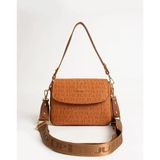 Just Polo Kadın Taba Baskı Desenli Kolon Askılı 3 Bölmeli Omuz Çantası 25X15CM - 25 x 15 cm