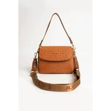 Just Polo Kadın Taba Baskı Desenli Kolon Askılı 3 Bölmeli Omuz Çantası 25X15cm