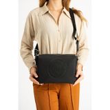 Just Polo Kadın Üç Bölmeli 3 Gözlü Lakoste Kumaş Çapraz ve Omuz Çantası 29X20CM PBU6060 - Siyah - Tek Ebat