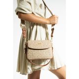 Just Polo Kadın Vizon Taba Baskı Desenli Kolon Askılı 3 Bölmeli Omuz Çantası 23X16CM MDS2184 - Vizon - Taba