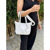 Just Polo Kadın Yeni Sezon 3 Bölmeli Yumuşak Deri Lüks ve Şık Dokunuş El & Omuz Çantası Shoulder Bag - Tek Ebat - Beyaz