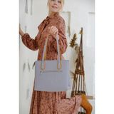 Just Polo Kadın Yeni Sezon Gofraj Baskılı Büyük Boy El Çantası 234028MH - Tek Ebat - Gri - Camel