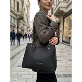 Just Polo Kadın Yeni Sezon Yumuşak Deri Büyük Boy Fermuarlı Lüks Tasarım El Çantası Shopper - Tek Ebat - Siyah