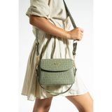 Just Polo Kadın Yeşil Baskı Desenli Kolon Askılı 3 Bölmeli Omuz Çantası 23X16CM MDS2184