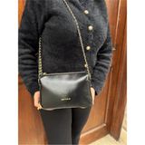 Just Polo Kadın Zincir Askılı Günlük ve Özel Kullanıma Omuz & Çapraz Çanta Shoulder Bag - Rugan Siyah