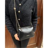 Just Polo Kadın Zincir Askılı Günlük ve Özel Kullanıma Uygun Şık Tasarımlı Omuz & Çapraz Çanta Shoulder Bag - Tek Ebat - Rugan Siyah