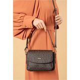 Just Polo Kahve Taba 2 Bölmeli Omuz Çantası Monogram 2197MH - Kahverengi - Taba