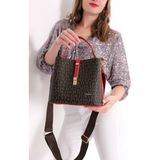 Just Polo Kahverengi-Kırmızı Kadın Kilit Detaylı Omuz Çantası - Kırmızı - Kahverengi