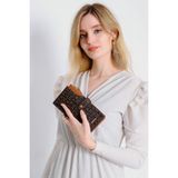 Just Polo Kahverengi-Taba Kadın Baskı Desenli Kilit Detaylı Kartlık Cüzdan JP009 - Siyah - Taba