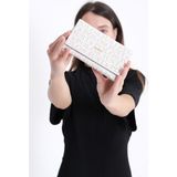 Just Polo Krem Kadın Desenli Mıknatıs Kapamalı Cüzdan JP002 - Krem Rengi