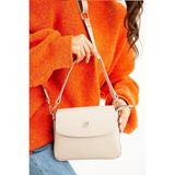 Just Polo Krem Taba 2 Bölmeli Omuz Çantası Monogram 2197MH - Tek Ebat - Krem - Taba