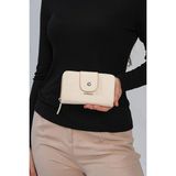 Just Polo Krem Taba 20 Kart Kapasiteli 2 Bölmeli + Bozuk Para Bölmeli Vegan Cüzdan 1005MH - Krem - Taba